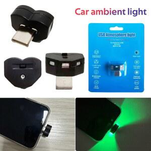 미니 타입C USB LED 네온 램프 차량용 RGB 다기능 컴퓨터 무드등 5V 변환 8색