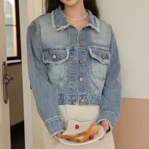 여성무스탕 데님무스탕 여성 꾸안꾸 데님 무스탕자켓 크롭 데일리룩