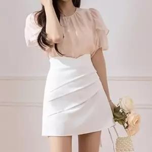 셀럽하우스 앞주름 포인트 정장룩 미니 스커트 속바지 짧은 치마