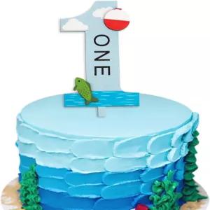 Eurteka The Big One 케이크 토퍼 낚시 테마 첫 번째 생일 서핑 비치 장식