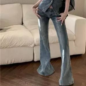 셀럽하우스 데님 뒷트임 부츠컷 워싱 팬츠 데일리팬츠 키큰녀 롱