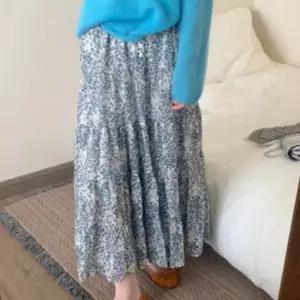 여성 플라워 롱스커트 러블리 잔꽃무늬 밴딩 캉캉 스커트 데일리