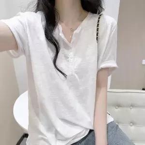 여자 빅사이즈 헨리넥 클래식 데일리 티셔츠