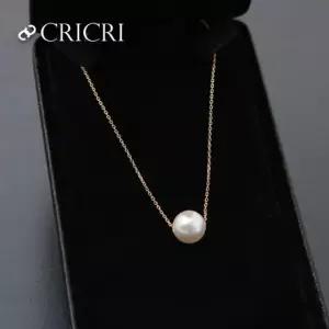 [CRICRI] 14K 스와로브스키 진주 제작 체인 금 목걸이 45cm