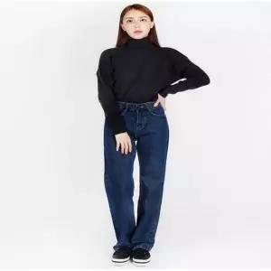 여성 빅사이즈 기본와이드 진청청바지 여성하의 여자하의 여성바지 여자바지 청바지