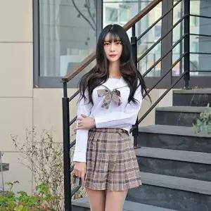 [교복몰]고품질 TBZ 교복몰 티라미수 마카롱 체크 여고생 세라복 (긴팔) 예쁜교복 스쿨룩 졸업사진컨셉 WF
