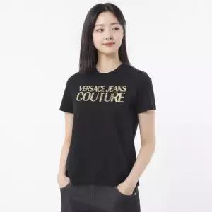 베르사체 Crystal Institutional Logo T-Shirt 78HAHE02 CJ00E G89) 크리스탈 인스티튜셔널 로고 티셔츠)