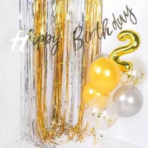 파티장식 은박 수술커튼 골드 실버 방울 생일파티 프로포즈 2색