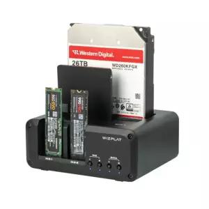 위즈플랫 HMC06 4베이 도킹스테이션 NVMe SATA M.2 SSD 듀얼 HDD USB3.2 Gen2 10Gbps 인클로져