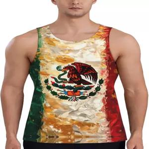 HBDVHz 멕시코 국기 프린트 슬리브리스 운동 탱크 탑 러닝용 비치 아웃도어 스포츠 (S~4XL)