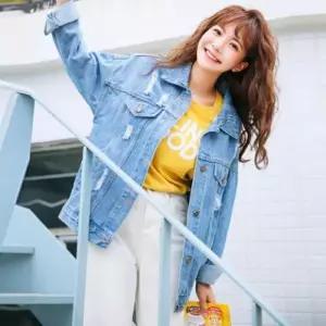 F11796 남녀공용 2컬러 오버핏 청 데님 자켓 커플룩