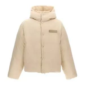 라 두둔 리본 로고 후드 다운 재킷 24H246CO0341320 OFFWHITE