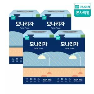 천연펄프 미용티슈 300매 3입 4팩 (총12입) 곽티슈 각티슈