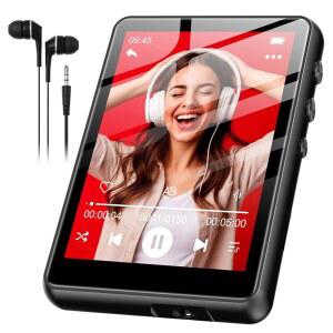 블루투스 5.4를 지원하는 SWOFI 128GB MP3 플레이어 2.4인치 터치스크린을 M4 뮤직 FM 라디오를 휴대용 HIFI 무손실 사운드 전자책 음성 녹음 여행 헬스장 하이킹 스포츠 러닝용 - 블랙