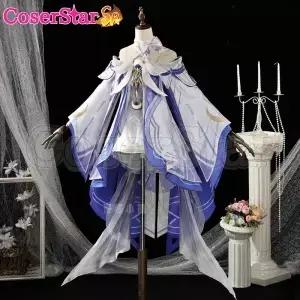 erStarSR Impact Columbina Damselette 프레 의상 드레스 할로윈 역할 놀이 복장 가발 정장