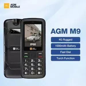 AGM M9 4G 듀얼 SIM 000mAh 배터리 피처폰 24인치 대형 화면 큰 버튼 빠른 전화 통화 손전등 방수 휴대폰