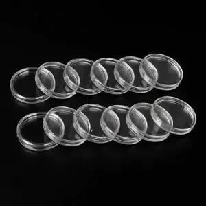 00 Pcs 30mm 동전 캡슐 보관 케이스 구리/은색/금색 기념 플라스틱 투명 상자 홀더