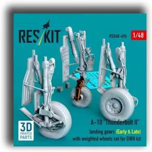 RSU48-0496 /48 A-0 썬더볼트 II 랜딩 기어(초기 및 후기) GWH 키트(메탈+3D 프린팅) 레스킷용 가중 휠