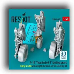 RSU48-0497 /48 A-0 썬더볼트 II 랜딩 기어(초기 및 후기) 아카데미 키트용 가중 휠 세트(메탈+3D 프린팅)
