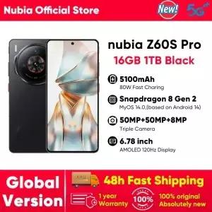 누비아 Z60S 프로 글로벌 버전 5G 안드로이드 휴대폰 스냅드래곤 8 2세대 50MP 트리플 카메라 20Hz 678인치