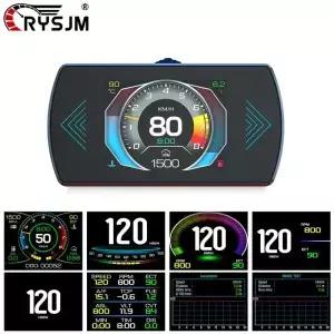 P12 자동차 OBD 헤드업 디스플레이 듀얼 시스템 EOBD HUD 게이지 속도 RPM 수온 전압 연료 소비량 터빈