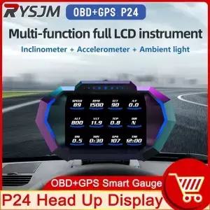 자동차 온보드 컴퓨터 자동 디지털 디스플레이 P24 OBD2 HUD 2 스캐너 연료 수온 게이지 속도 RPM ECT A/F