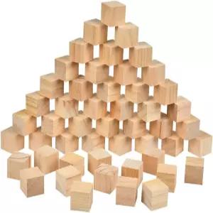 BUYGOO 50Pcs 목재 공예용 미완성 블록 큐브 및 DIY 장식용 사각 프로젝트용