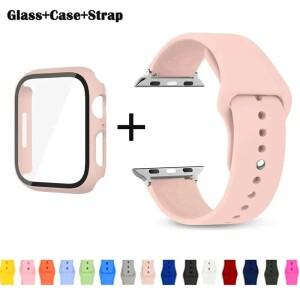 apple 호환 Watch 밴드 용 유리 + 케이스 스트랩 시리즈 8 7 6 SE 5 4 42mm 38mm 화면 보호기