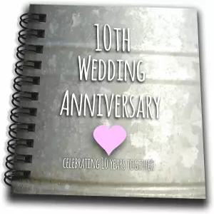 10주년을 기념하는 3dRose db_154441_3 10th 웨딩 틴 10주년 10년 미니 메모장 4 x