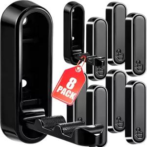 런스프리 8PCS 접이식 코트 후크 블랙 월 옷장 벽 헤비 듀티 스카프 목욕 가운 모자 수건 가방 열쇠 장착