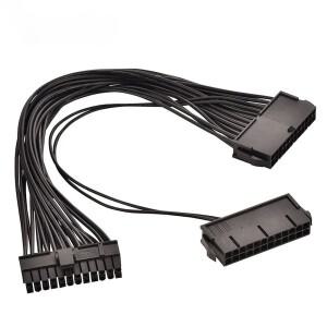 24핀 전원 공급 분배 케이블 1대2 동기화 ATX 마이닝 30cm 마더보드 듀얼 PSU 연장 (BTC PC 컴퓨터용)