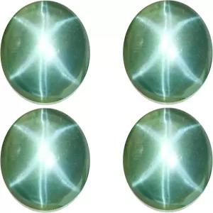 반지 6 광선용 GEMHUB 23.25 Ct 리얼 그린 스타 사파이어 카보숑 4개 로트 11m 유니크 보석 컬렉션용