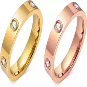 MPRAINBOW 여성용 골드 링 18K 도금 스테인리스 큐빅 지르코니아 우정 밴드 웨딩 파티 트렌디한 주얼리