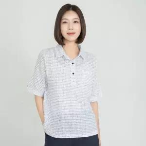 엄마옷 마담4060 잔체크 여성 데일리 반오픈셔츠 -RBL2606055-