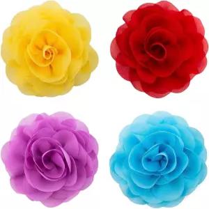 LUTER 4pcs 반려동물 목걸이 꽃 다양한 색상의 반려견 넥타이 보우 매력 액세서리 고양이 용품을 위한