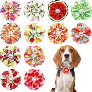 12pcs 강아지 칼라 꽃 활 부착 슬라이더 여름 과일 소형 여아용 암컷 고양이 알파카 토끼 목 그루밍