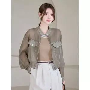 [모리스커밍홈]배색스티치 시스루 크롭 블루종 점퍼 M2606JP003B_P428288410