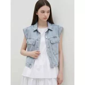 [하프클럽/카라]KARRA 워싱스카이캡소매데님베스트_A6M0655