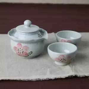 찻잔 백자 왕벚꽃 여행다기 2인세트