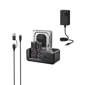 M.2 NVMe SATA SSD/HDD 하드 드라이브 도킹 스테이션 ICY BOX USB-C 10Gbps 클론 리더 2.5인치 /3.5인치 SSD HDD 드라이브용 트리플베이 오프라인 클로닝 도구 없음(3베이)