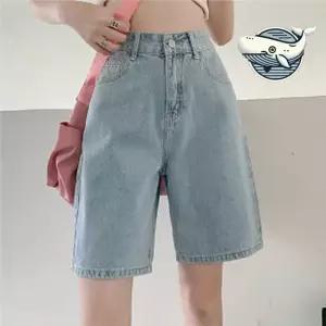 캐주얼한 빈티지 연청 데님 와이드 5부 반바지 여성반바지 여름여성바지 숏팬츠