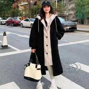 레이어드 점퍼 베니그 후드점퍼 양털 양털 후드양털 롱점퍼 점퍼 재킷 캐주얼 모자점퍼