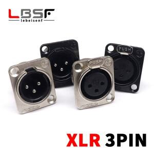 HF XLR 3핀 남성 패널 오디오 마이크 잭 플러그 커넥터 검정색 은색 YS145BG 구리 접촉 금속 소켓
