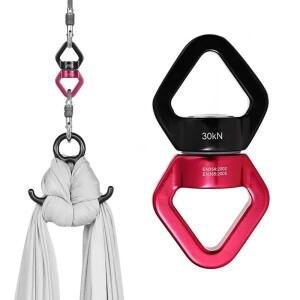 야외 암벽 등반 Carabiner 30KN 요가 회전 커넥터 공용 짐벌 링 스윙 해먹 로프