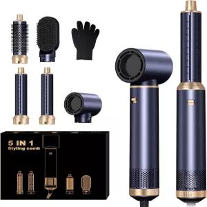 5 in 1 헤어 드라이어 브러시 세트 음이온 블로우 업그레이드 핫 에어 스타일러 컬링 랩 컬러 언 스타일링