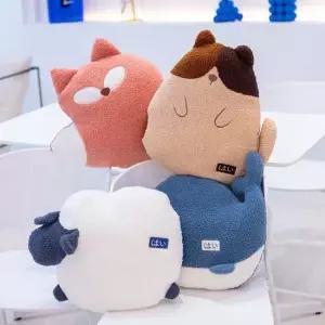 동물 캐릭터 사무실 쿠션 담요 낮잠 무릎 담요 담요