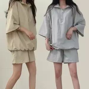 여성 이우 여름 외출 아노락 반바지 반팔 트레이닝복