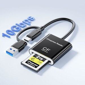 CFEXPRESS 타입 B 카드 리더기, USB (GEN 윈도우 어댑터, 10GBPS, CF 3.2 아님) USB-A 카드용이 2) EXPRESS (XQD /안드로이드와 /리눅스 /맥 2-IN-1 USB-C 호환