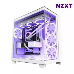 NZXT PC케이스 미들타워 쿨링 LED 조명 H9 FLOW 화이트 MNS