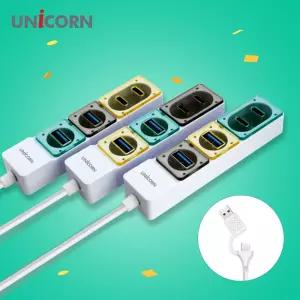 (유니콘)USB3.2 Gen1 4포트 USB멀티허브(A+C타입)USB USB 전원아답터USB 개별스위치USB USB고속충전 USB유